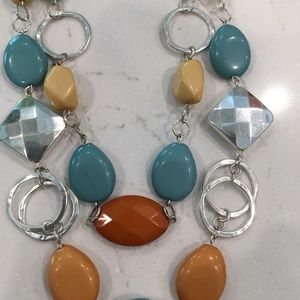 Vintage Long statement necklace, Chain And Beads